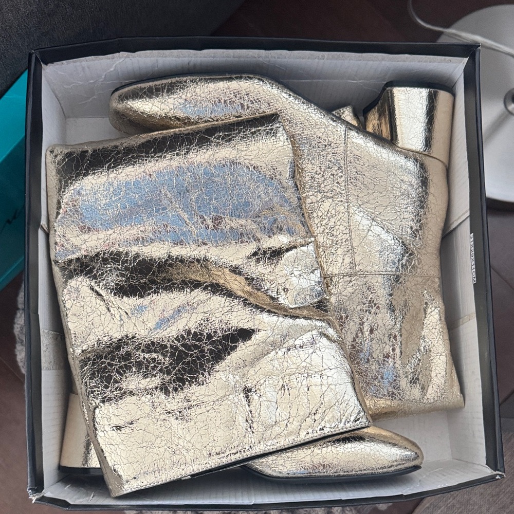 Shiny Gold Ankle Boots